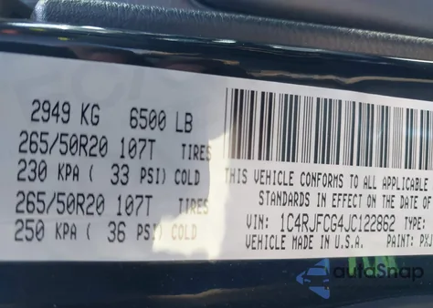 2018 Jeep Grand Cherokee High Altitude 4X4 from USA, damaged, VIN 1C4RJFCG4JC122862